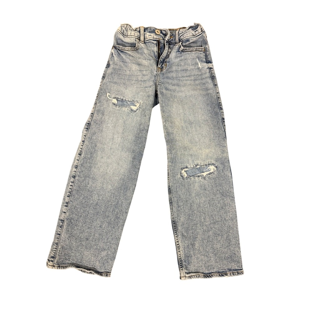 Abercrombie Kids High Rise Wide Leg Distressed Light Wash Jeans Size 9/10